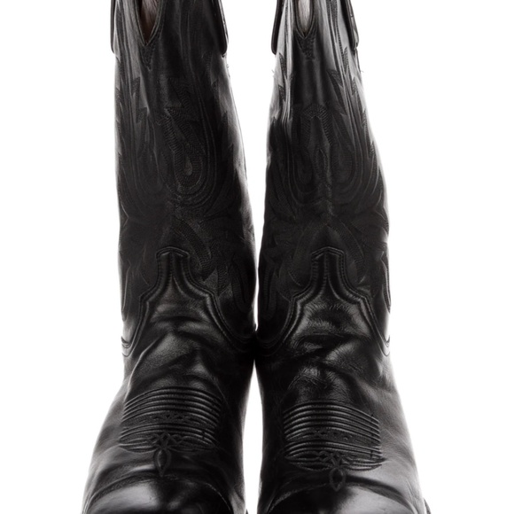 LUCCHESE Leather Embroidered Accent Western Boots - Picture 3 of 5